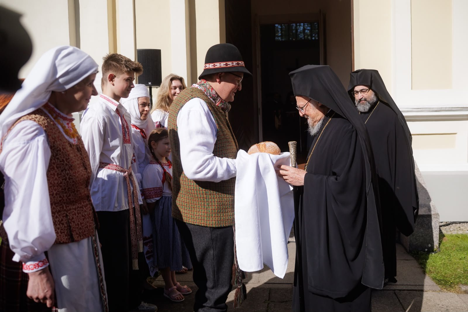 The author is pictured with the Patriarch.